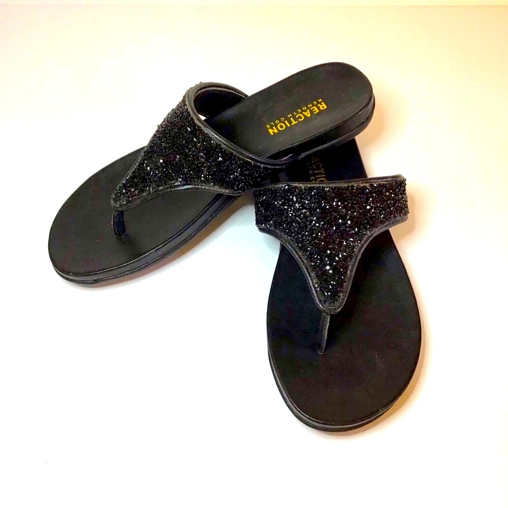 Kenneth Cole REACTION Leather Sandal w Sparkle 6.5